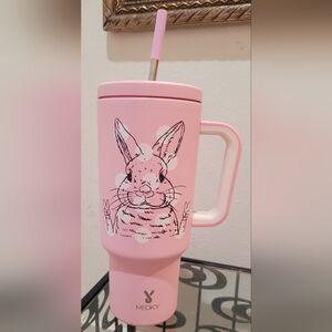 Pink Bunny Insulated Travel Tumbler with Straw